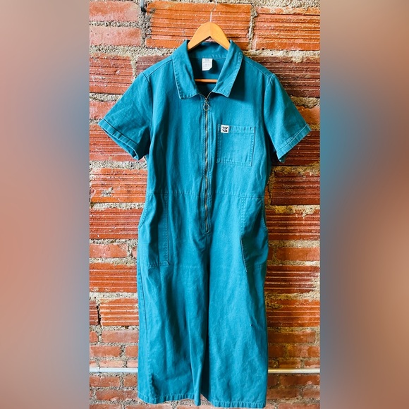 Lucy & Yak Ragan Cotton Jumpsuit in teal size 14 (UK 18) - Picture 2 of 4